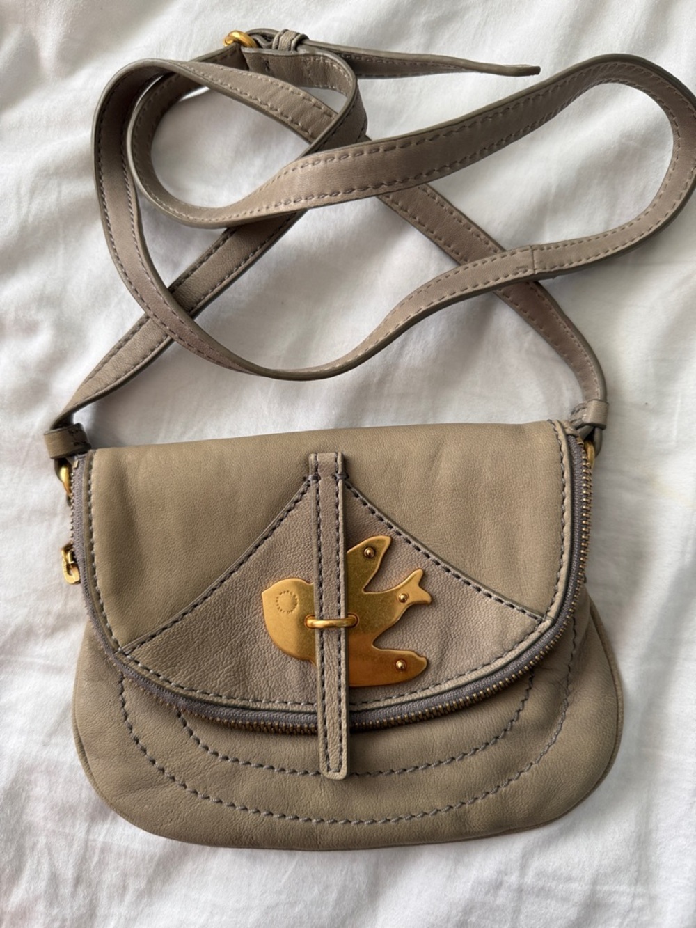 Marc by Marc Jacobs Taupe Crossbody with Bird Logo Accent